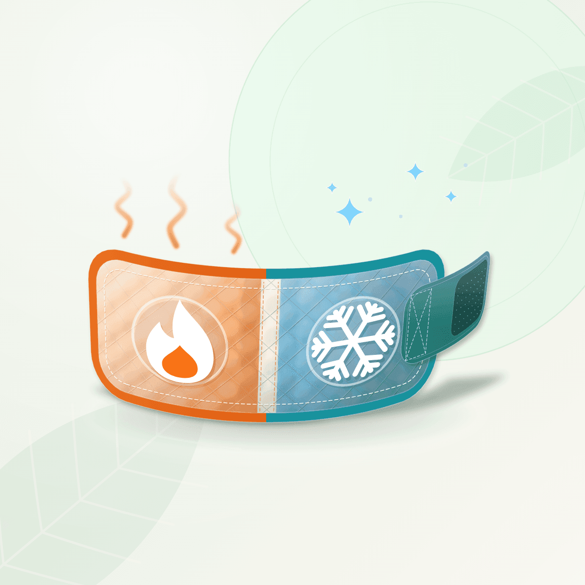 Hot n Cold Wrap with a warm half and a cool half, product illustration