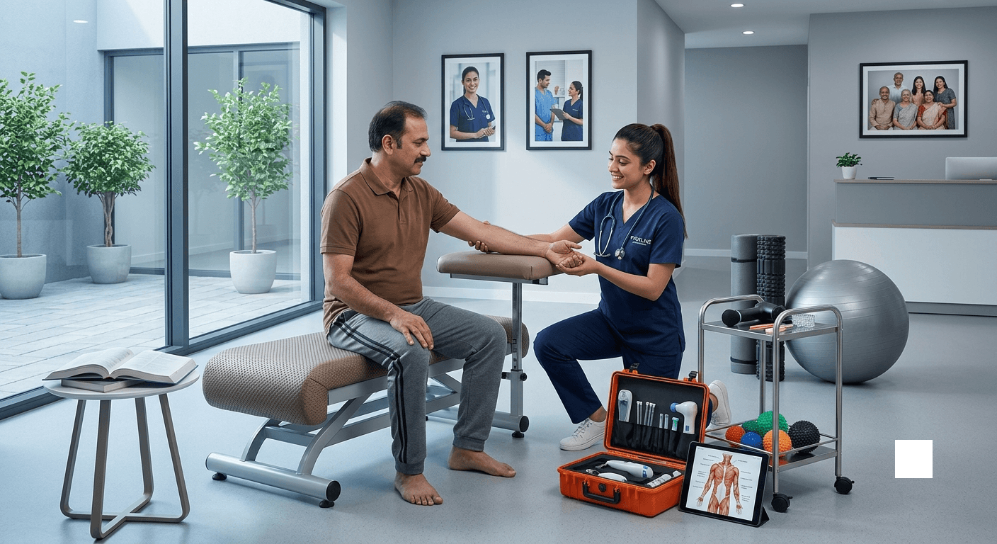 Showing physiotherapy process by a physiotherapist Delhi NCR region