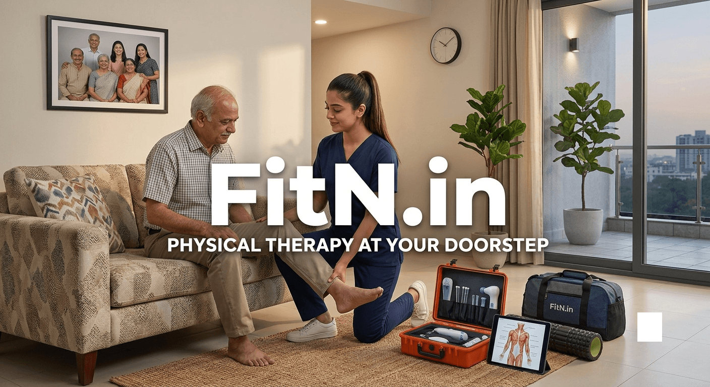 Showing physiotherapy process by a physiotherapist practicing on call for Delhi NCR