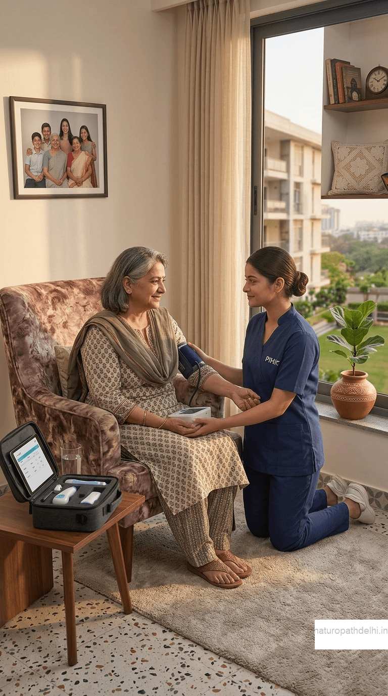 Showing physiotherapy process by a physiotherapist Delhi NCR sent by Delhi Naturopathy